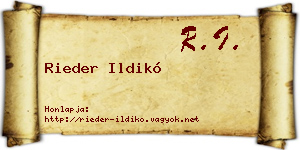 Rieder Ildikó névjegykártya